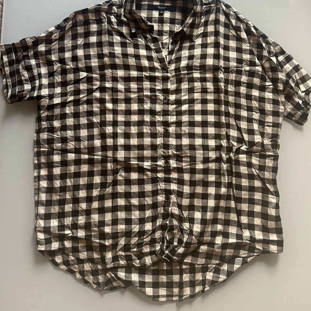 Madewell Black and White Plaid Casual Shirt